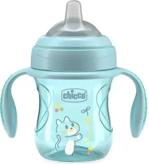 Chicco Transition Εκπαιδευτικό Μπιμπερό Σιλικόνης με Λαβές Μπεζ για 4m+ 200ml