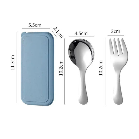 Pandaboo Baby Spoon & Fork Set in Case Light Blue 2 Pieces