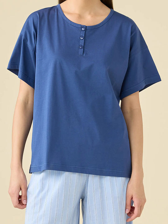 Noidinotte Summer Women's Pyjama Set Cotton Blue