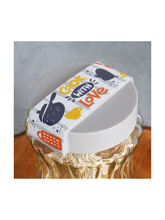 Excellent Houseware Βάζο για Ζάχαρη / Καφέ / Τσάι με Καπάκι Γυάλινο Διάφανο 1600ml
