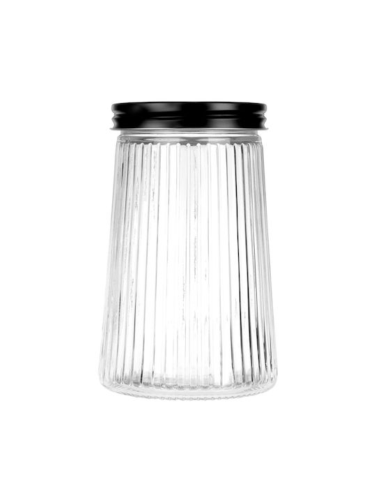Vilde Set of 3 Jars for Coffee Pasta with Lid Glass Black 1000ml