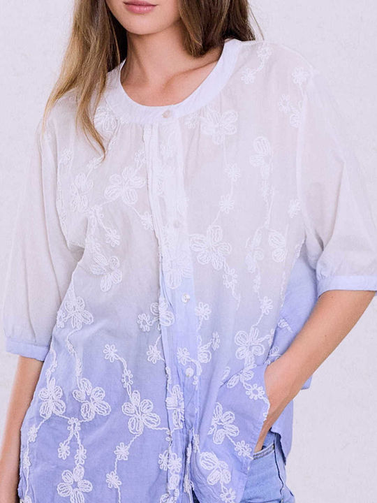 Celestino Women's Shirt Color Gradient Loose Fit Light Blue