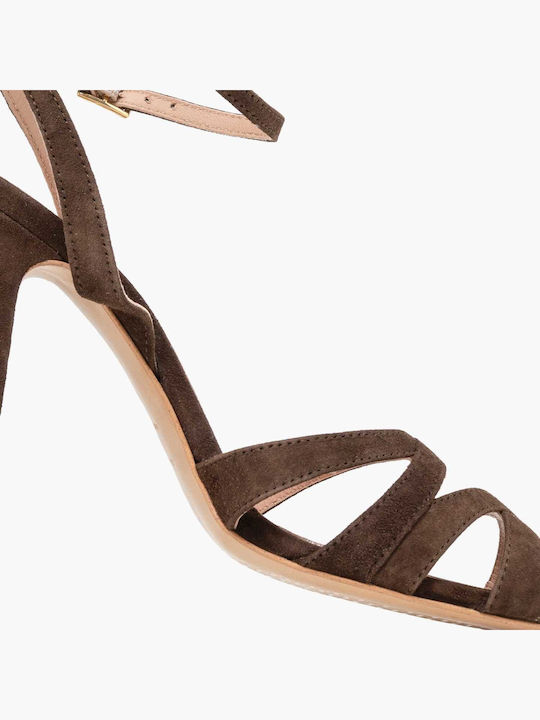 Suede Damen Sandalen Braun