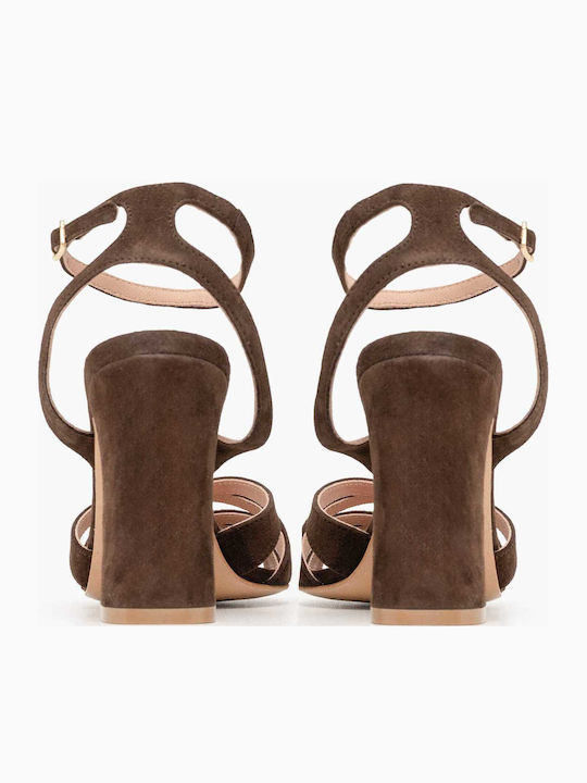 Suede Damen Sandalen Braun