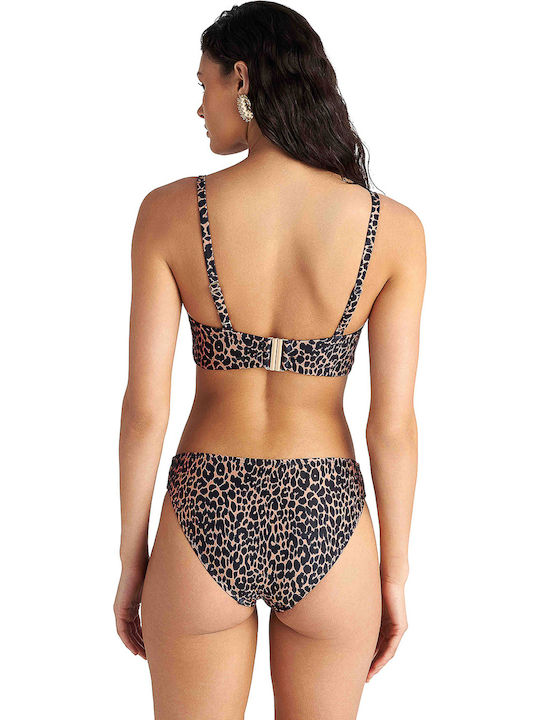 Strapless Bikini Top D Cup Animal Print Black