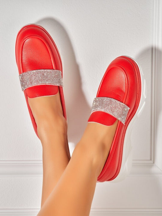 Damen Mokassins in Roter Farbe