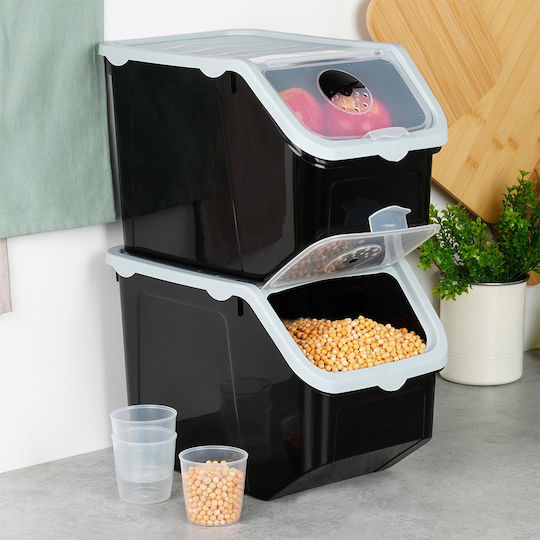 Vilde Vilde Set 2 Stück Allgemeine Verwendung Lebensmittelgläser mit Deckel Kunststoff Schwarz 12000ml Vilde Vilde Set 2 Stück Allgemeine Verwendung Lebensmittelgläser mit Deckel Kunststoff Schwarz 12000ml