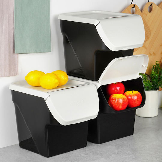 Vilde Vilde Lebensmittelgläser & Behälter Set 3 Stück Allgemeine Verwendung mit Kunststoffdeckel Grau 3x26x34cm Vilde Vilde Lebensmittelgläser & Behälter Set 3 Stück Allgemeine Verwendung mit Kunststoffdeckel Grau 3x26x34cm