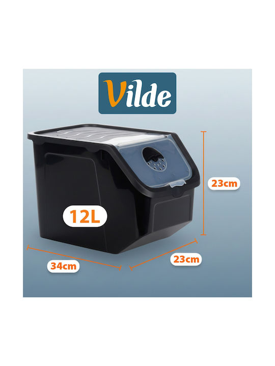 Vilde Кутия за Обща Употреба с Капак Пластмасова Черна 12000ml