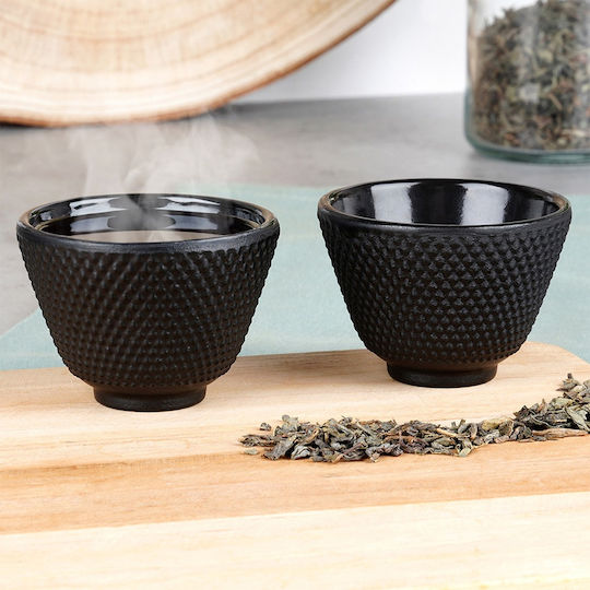 Vilde Set Of Black Cast Iron Tea Cups 60ml 4 Pieces
