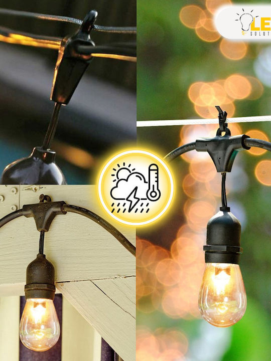 Led Solution Светеща Гирлянда LED IP65 15m с 15 Крушки Топло Бяло