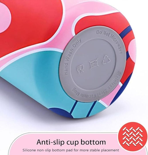 Queen Mother Pink Geometric Art Edition Kids Water Bottle Thermos Stainless Steel Pink 500ml