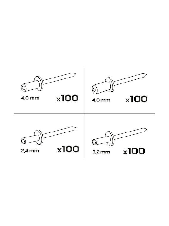 Neo Detachable Aluminum Rivets 400 Pieces 11-970