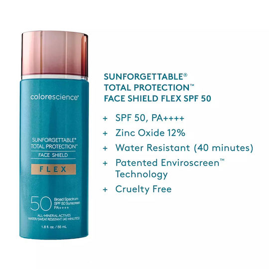 Colorescience Sunforgettable Total Protection Face Shield Flex Αδιάβροχη Αντηλιακή Κρέμα Προσώπου SPF50 με Χρώμα Medium 55ml