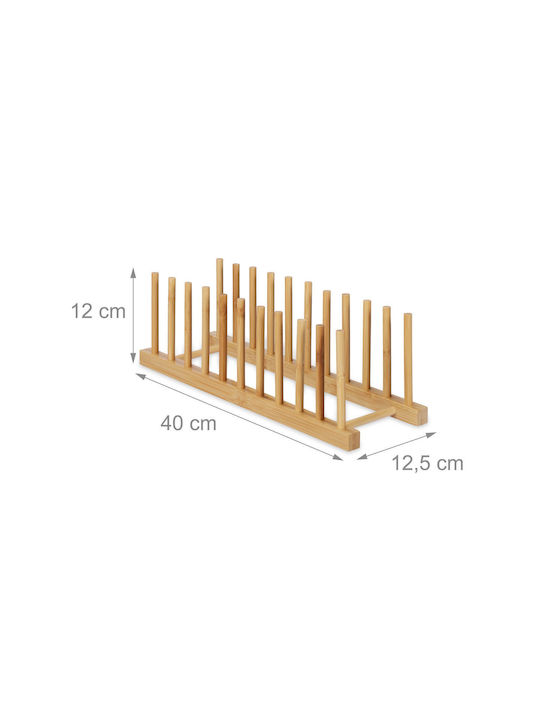 Relaxdays Suport Pentru Farfurii De Dulap Din Lemn 12x40x12,5 Cm Maro