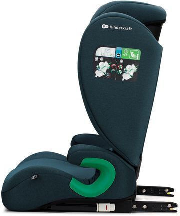 Kinderkraft Junior Fix Καθισματάκι Αυτοκινήτου High-back Booster i-Size με Isofix Harbor Blue Green