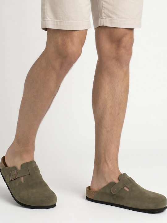 Leder Herren Hausschuhe Khaki