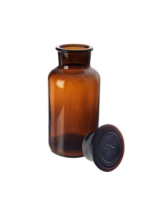 Orion Μπουκάλι Νερού Γυάλινο με Φελλό Καφέ 500ml