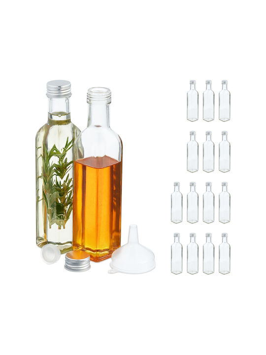 Relaxdays Glass Water Bottle With Screw Lid Transparent 250ml