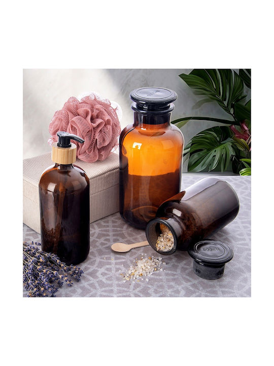 Orion Μπουκάλι Νερού Γυάλινο με Φελλό Καφέ 500ml