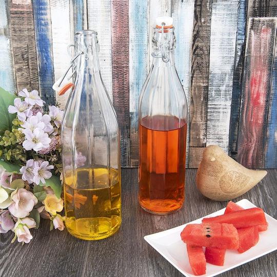 Orion Sticlă De Apă Din Sticlă Transparentă Cu Clemă 750ml