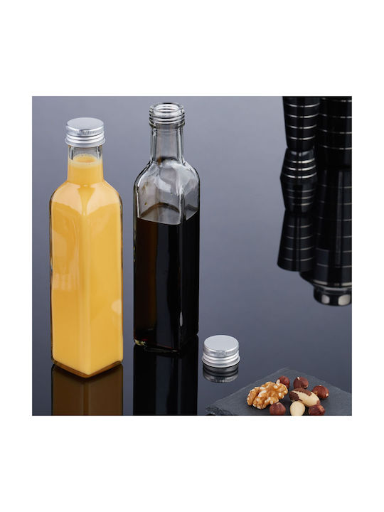 Relaxdays Glass Water Bottle With Screw Lid Transparent 250ml
