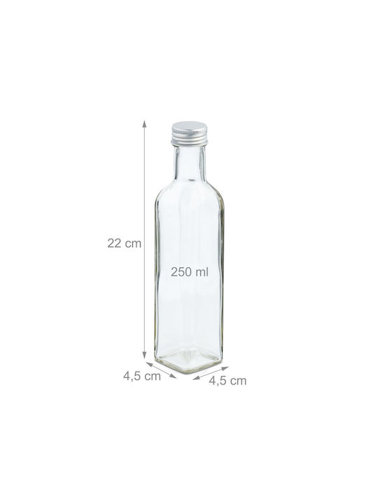 Relaxdays Glass Water Bottle With Screw Lid Transparent 250ml