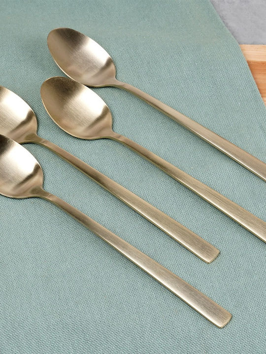 Excellent Houseware Set Linguri Cafea / Ceai Inox Auriu 4 Bucăți