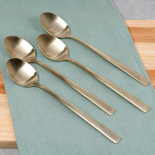 Excellent Houseware Σετ Κουτάλια Καφέ/Τσαγιού Ανοξείδωτα Χρυσό 4τμχ
