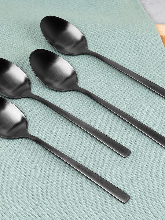 Excellent Houseware Комплект Лъжици За Кафе И Чай От Неръждаема Стомана Черни 4 Бройки
