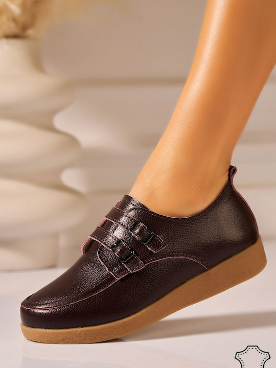 Leder Damen Oxfords in Braun Farbe