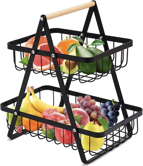 Μεταλλική Εταζέρα 2 Ορόφων Μπεζ Ø24cm Π22xΜ14cm