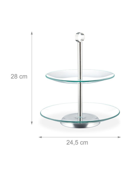 Relaxdays Glas Etagere 2 Etagen Transparente Ø28cm