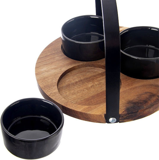 Orion Ceramic Dessert Tower Stand 3 Slots with Black Base W21xL21xH14.5cm 4 Pieces