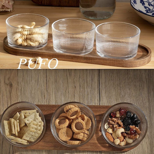 Pufo Glas Dessert Turm Ständer mit Basis 3 Schlitze Transparent