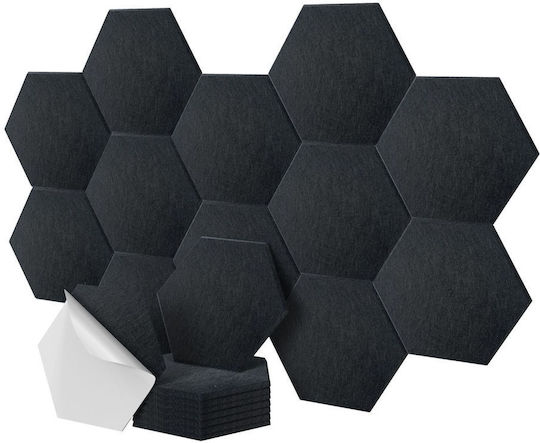 Set Panouri Acustice Hexagonale Autocolante Relaxdays Negre 0.9x26x30 Cm
