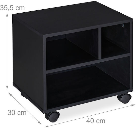 Relaxdays Мобилен Кабинет с 3 Рафта Черен 35.5x30x40 см