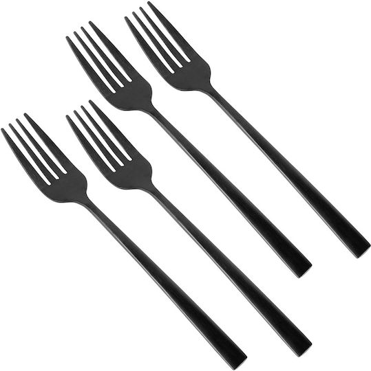 Excellent Houseware Σετ Πιρούνια Φρούτου/Γλυκού Ανοξείδωτα Μαύρα 15cm 4τμχ