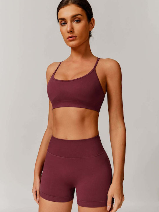 Training Women's Set with Leggings-Shorts Burgundy