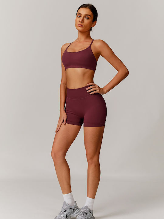 Training Women's Set with Leggings-Shorts Burgundy