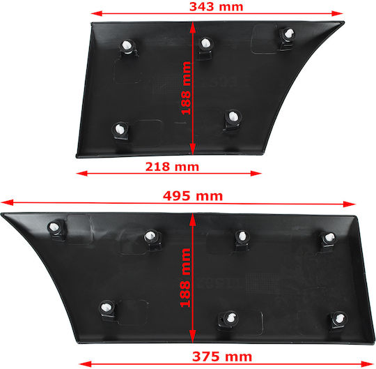 Opel Movano B 2010 L2 Version Side Molding In Front Rear Wheel Without Hole Left + Side Molding Behind Rear Wheel Without Hole Left 2 Pcs Set