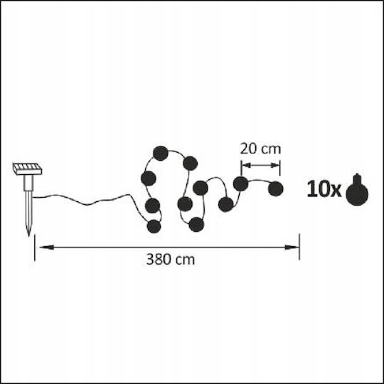 Polux Hanging Solar Light Garland with Warm White Light 3000K IP44