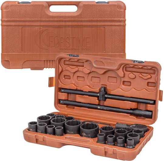 Set Chei Tubulare Impact 3/4" 12 Puncte 17-65mm 26 Bucăți Cutie