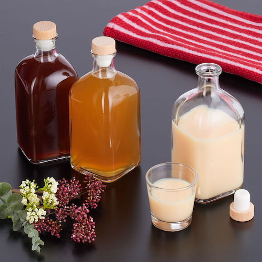 Set 6 Sticle din Sticlă Relaxdays 500 Ml 18x7.5x7.5 Cm Transparent Capac din Plută