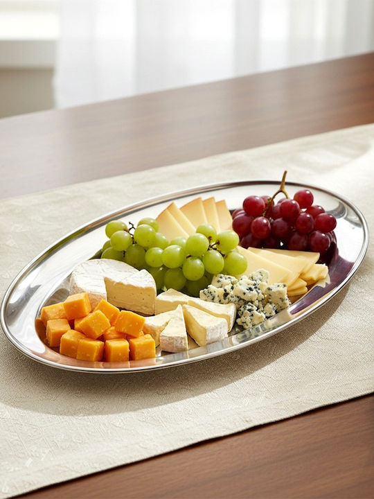 Vilde Oval Stainless Steel Gray Serving Platter 29x18cm