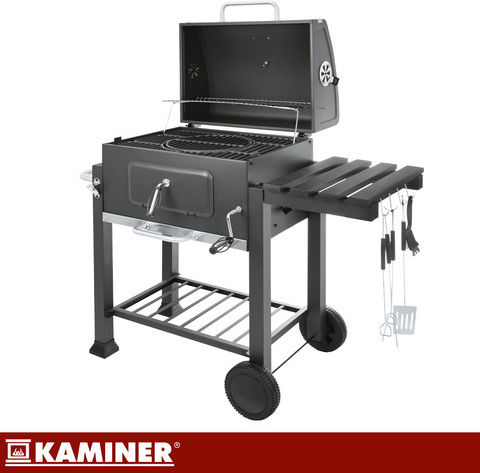 Kaminer Rostfreier Stahl Holzkohlegrill Mit Einem Deckel Und Thermometer 57x42cm