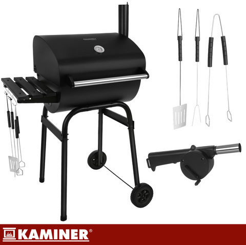 Kaminer Rostfreier Stahl Tragbarer Holzkohlegrill Mit einem Deckel und Thermometer 22x22cm
