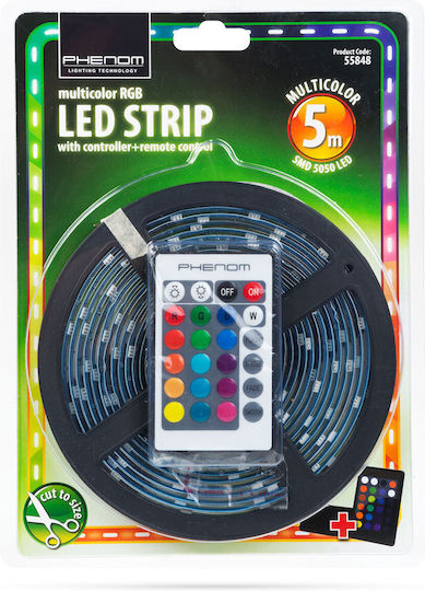 Alista Home Bandă LED Impermeabilă 12V RGB Lumină 5m Tip SMD5050 cu Sursă de Alimentare și Telecomandă
