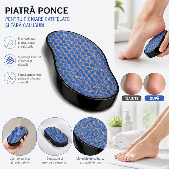 Piatră Ponce Nano-Sticlă Zola Tocuri Reutilizabilă Impermeabilă 10 X 6 Cm Neagră