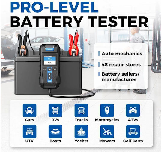 Topdon TD-BT300P Αναλογικό Battery Tester με Κροκοδειλάκια